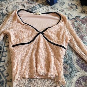 Marshalls Orange and Pink Lace Tie Front Blouse